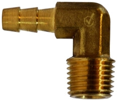 32309LF (32-309LF) by Midland | Lead Free Hose Barb Fitting | Forged | 1/4" Hose ID x 3/8" Male NPTF | 90° Elbow | Brass