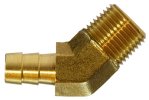 32116 by Midland | Hose Barb | 1/2" Hose ID x 1/2" Male NPTF | 45° Elbow | Brass