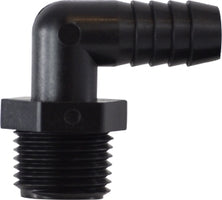 33313P by Midland | Plastic Pipe Fitting | 3/4" Hose Barb x 1/2" Male Pipe | 90° Elbow | Polypropylene