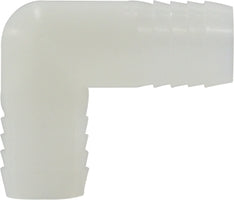 33395W by Midland | Plastic Pipe Fitting | Union | 5/8" Hose Barb x 5/8" Hose Barb | 90° Elbow | White Nylon