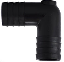 33394B by Midland | Plastic Pipe Fitting | Union | 1/2" Hose Barb x 1/2" Hose Barb | 90° Elbow | Black Polyethylene