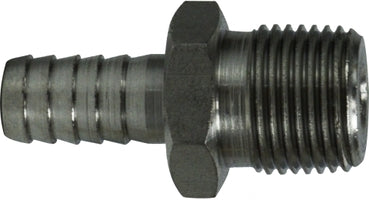 34587 by Midland | Beverage Fitting | Barb to Male Pipe | 1/4" Hose ID x 1/8" Male Pipe | Adapter | Stainless Steel