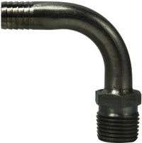 34610 (34610) by Midland | Beverage Fitting | 1/4" Hose ID x 1/8" Male NPTF | 90° Elbow | Stainless Steel