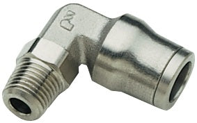 36090411 by Dixon Valve | Legris Push-In Fitting | Male Connector | 90° Elbow | 5/32" Tube OD x 1/8" Male NPT | Nickel-Plated Brass