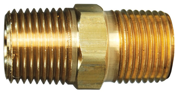 3700606C by Dixon Valve | Hex Nipple | 3/8" Male NPTF x 3/8" Male NPTF | Brass