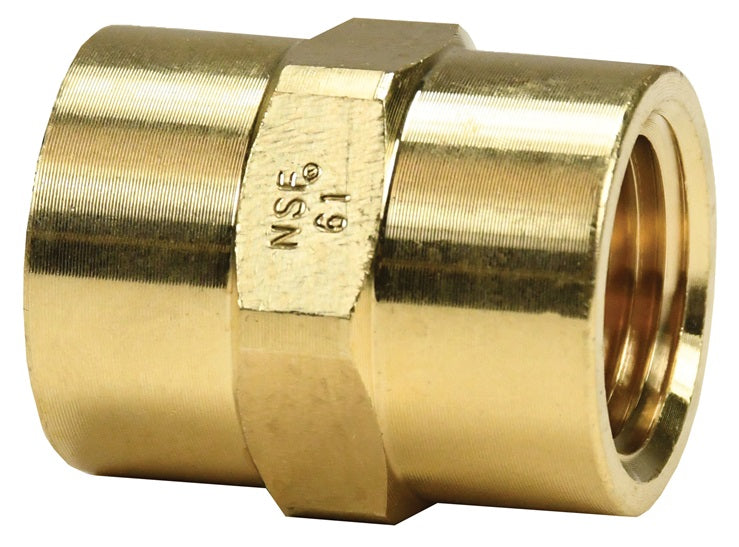 3710404CLF by Dixon Valve | Female Hex Coupling | 1/4" Female NPTF x 1/4" Female NPTF | Lead-Free Brass