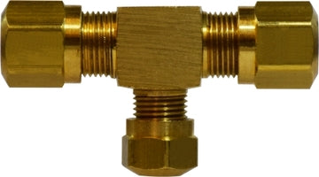 38049 by Midland | DOT Air Brake Fitting | Nylon Tubing | Reducing Branch 3/8" Tube OD x 1/4" Tube OD | Tee | Brass