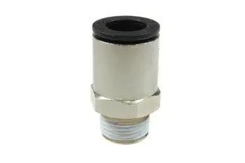 CL31011208 by Coilhose | COILOCK™ Metric Push-To-Connect Fitting | Male Connector | 12mm Tube OD x 1/2" Male BSPP | Straight | Nickel-Plated Brass