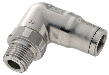 38896018 by Dixon Valve | Legris Push-In Fitting | Male Connector | 90° Elbow | 3/8" Tube OD x 3/8" Male NPT | Stainless Steel