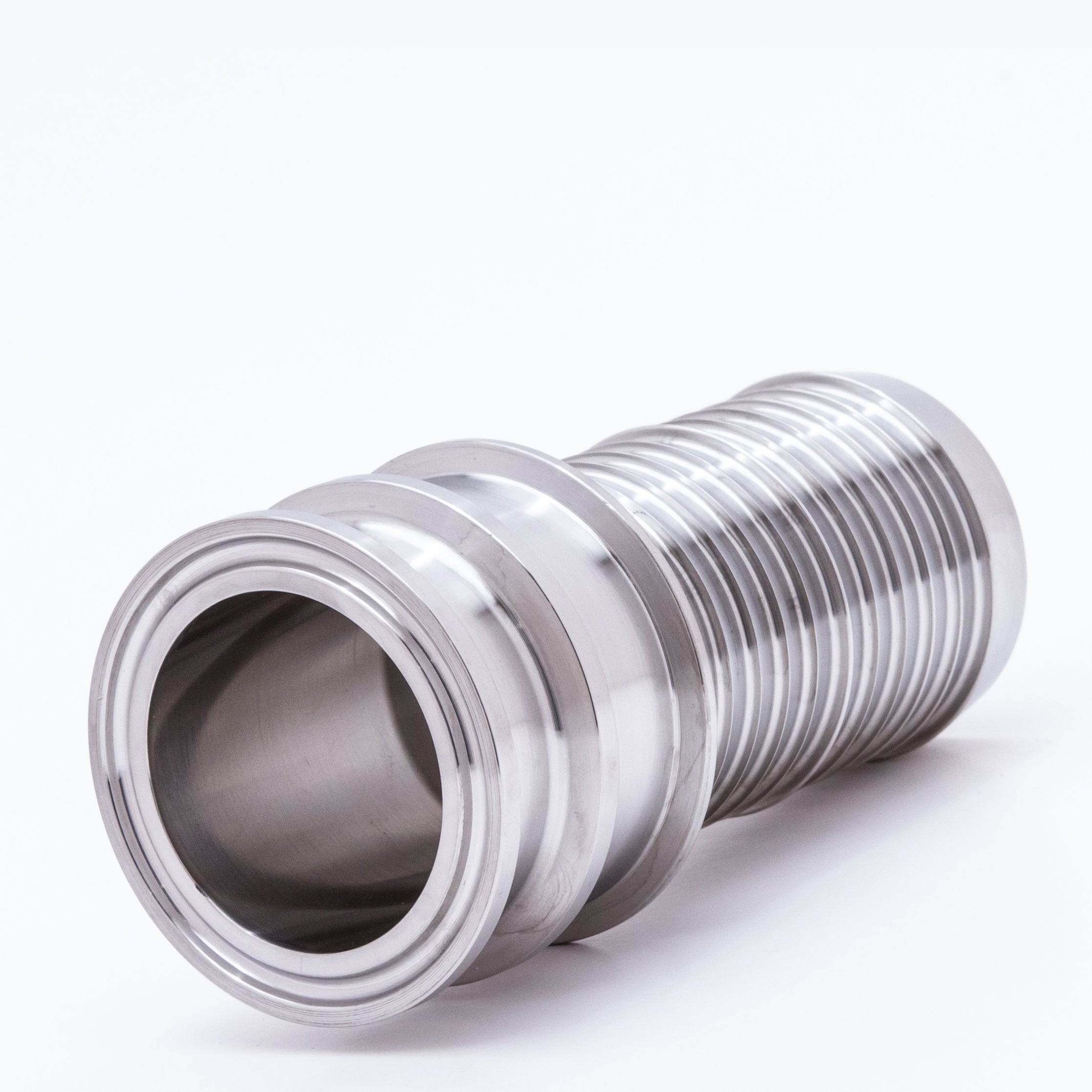 TC-12C A316 by Campbell Fittings | 3A Fittings & Adapters | Crimp Hose Fitting | 3" Tri-Clamp x 3" Hose Shank | Straight | 316 Stainless Steel