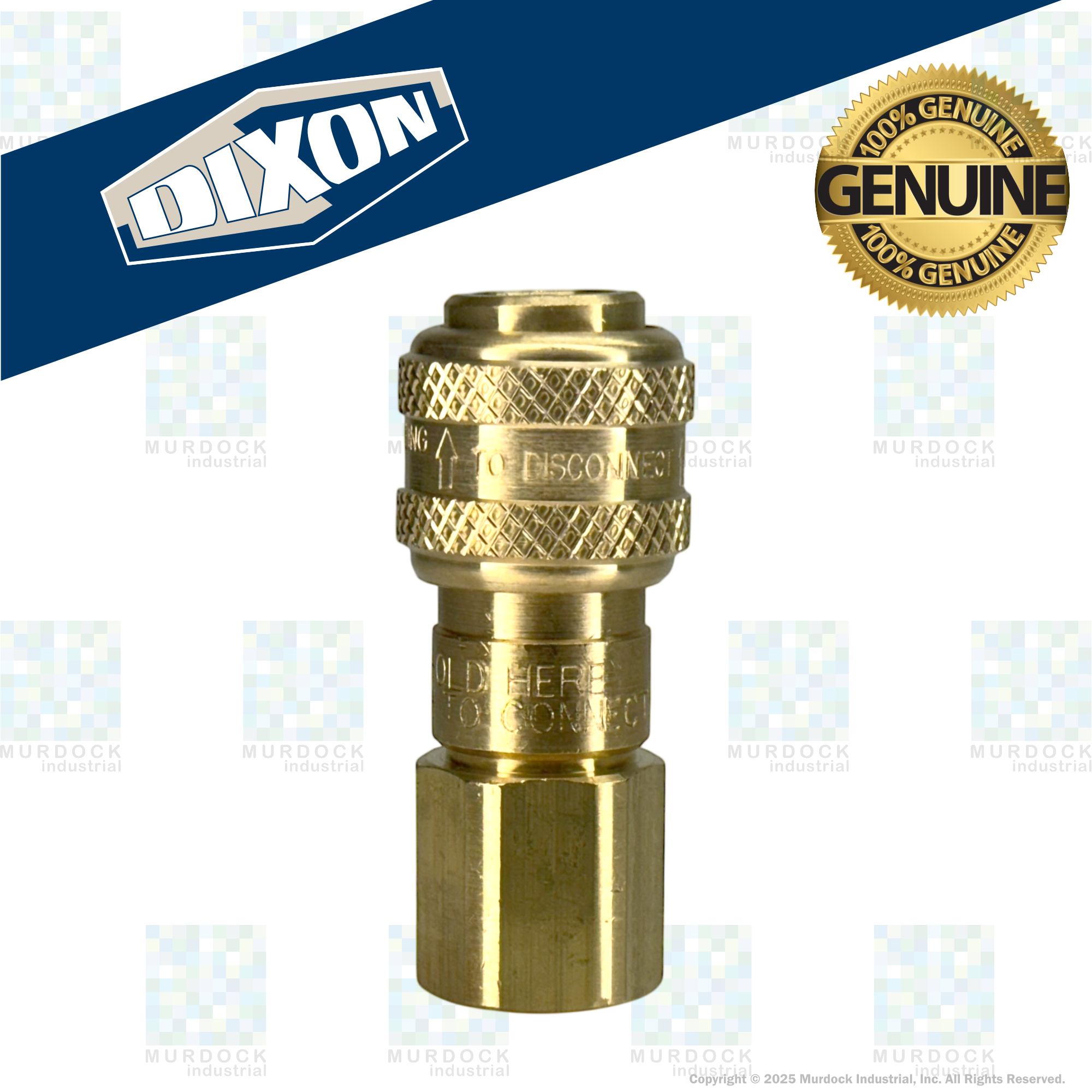 3DF3-B by Dixon Valve | Pneumatic Quick Disconnect Coupling | D-Series | 3/8" Female NPTF x 3/8" Automatic Industrial Interchange | Socket | Nitrile Seal | Brass