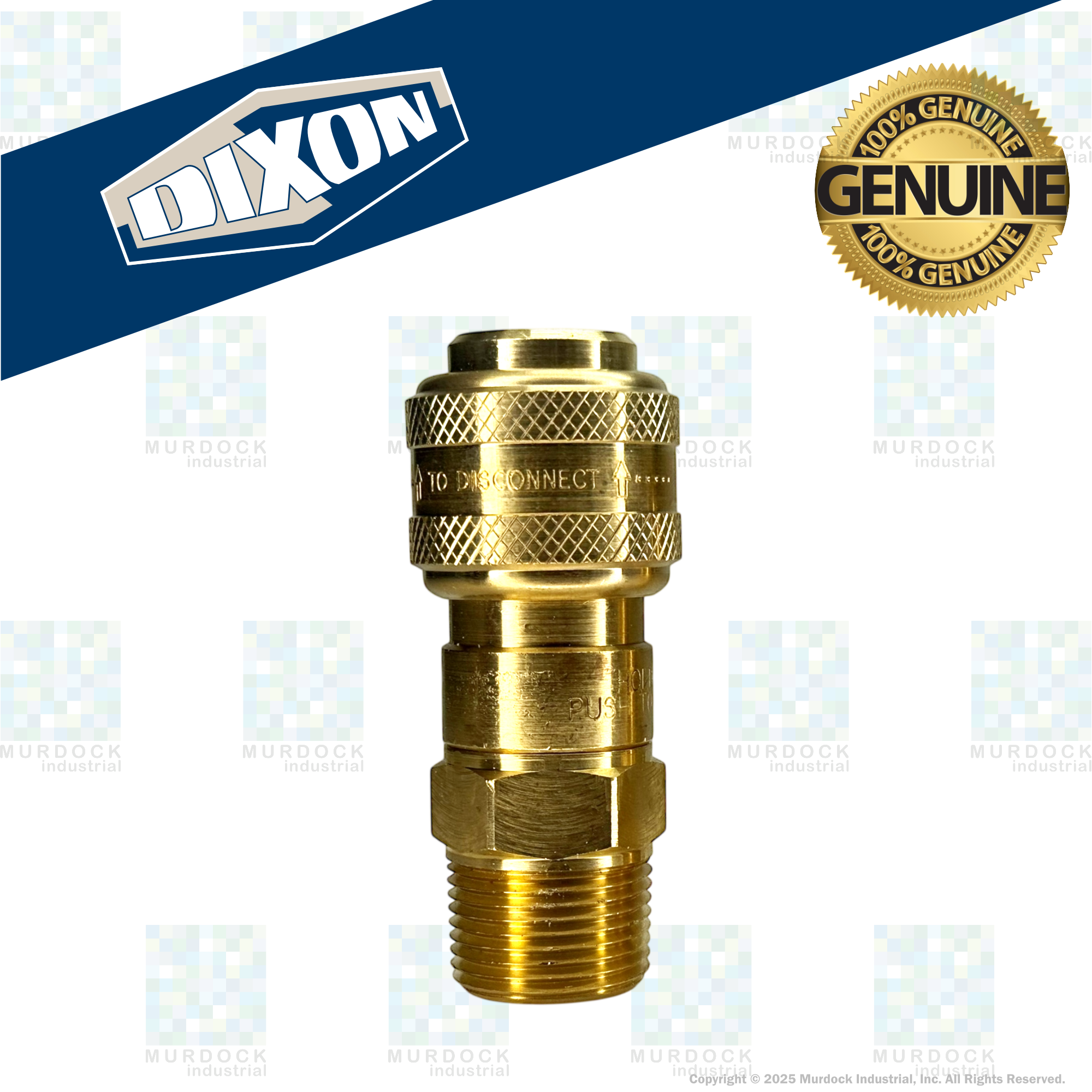 3DM3-B by Dixon Valve | Pneumatic Quick Disconnect Coupling | D-Series | 3/8" Male NPTF x 3/8" Automatic Industrial Interchange | Socket | Nitrile Seal | Brass