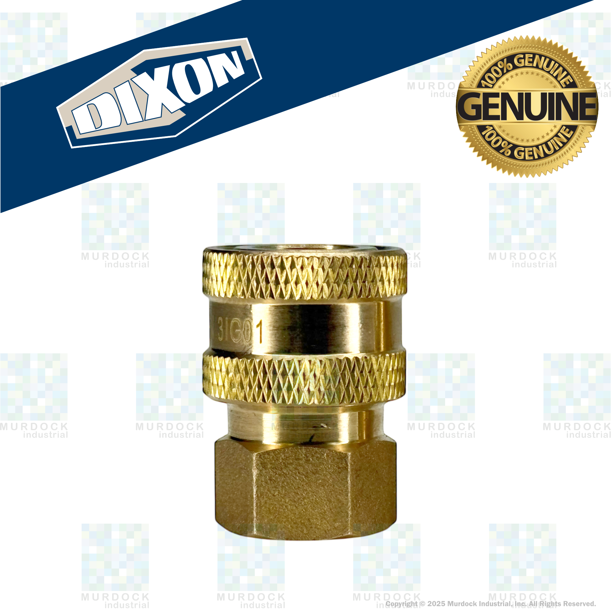 3EF3-B by Dixon Valve | Hydraulic Quick Disconnect Coupling | E-Series | 3/8" Female NPTF x 3/8" Straight-Through Interchange | Socket | Nitrile Seal | Brass