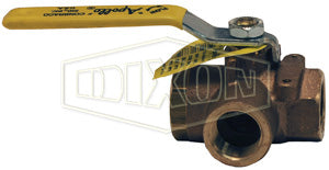 BBV100TW by Dixon Valve | 3-Way Diverting Ball Valve | L Flow | Standard Port | 1" Female NPT x 1" Female NPT x 1" Female NPT | Bronze