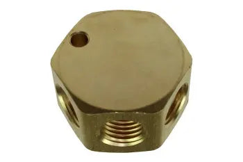 3133 by Coilhose | Flat Hex Manifold | 3 Port | 3/8" Female NPT Thread Inlet x 3/8" Female NPT Thread Outlet
