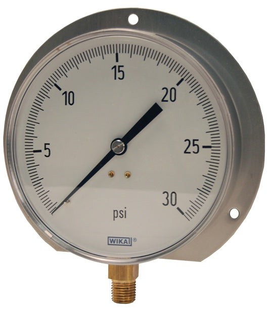 4277776-0003 by Dixon Valve | Contractor Pressure Gauge | Lower Mount | 4-1/2" Face | 1/4" Lower Mount | 0-60 PSI Range | Stainless Steel
