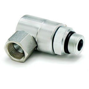 9SS16MO16XFJS16-NI-AL by Super Swivel | 8874-NI-AL | 1-5/16-12 Male O-Ring ORB x 1-5/16-12 Female 37° JIC Swivel Nut | 0.650" Through Hole | 90° Elbow | Electroless Nickel | AFLAS Seal