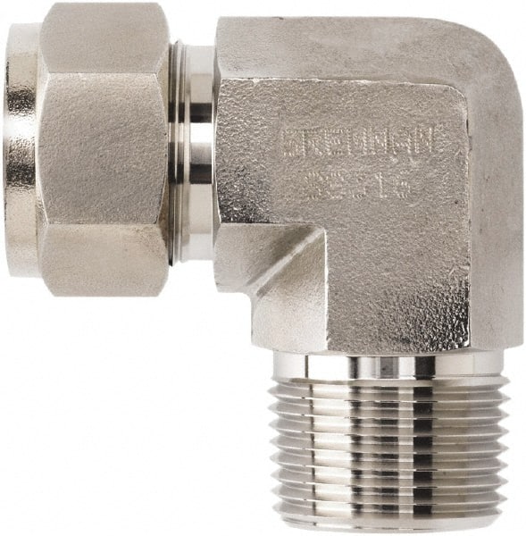NS2501-06-06-SS by Brennan Inc. | -06 Single Ferrule Instrumentation Fitting x -06 Instrumentation Fitting | 90° Elbow | Stainless Steel