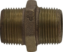 44723 by Midland | Hex Nipple Fitting | 1/2" Male Pipe x 1/2" Male Pipe | Bronze