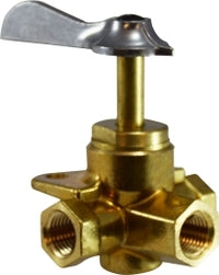 46252 by Midland | M-108-MID with Click 360° 3 Way Ball Valve | Side Outlet | 3/8" Female Pipe | Brass