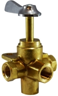 46256 by Midland | M-114-MID with Click 360° 4 Way Ball Valve | Bottom Outlet | 3/8" Female Pipe | Brass