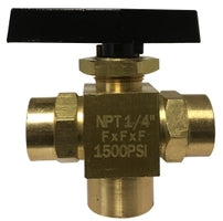 46951 by Midland | Industrial Instrumentation Panel Mount 3-Way Ball Valve | 1/8" Female Pipe Thread | Brass