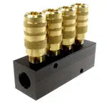 3043-15C by Coilhose | Straight Manifold Assembly | 4 Port Aluminum Manifold | 1/4" 6 Ball Industrial Interchange