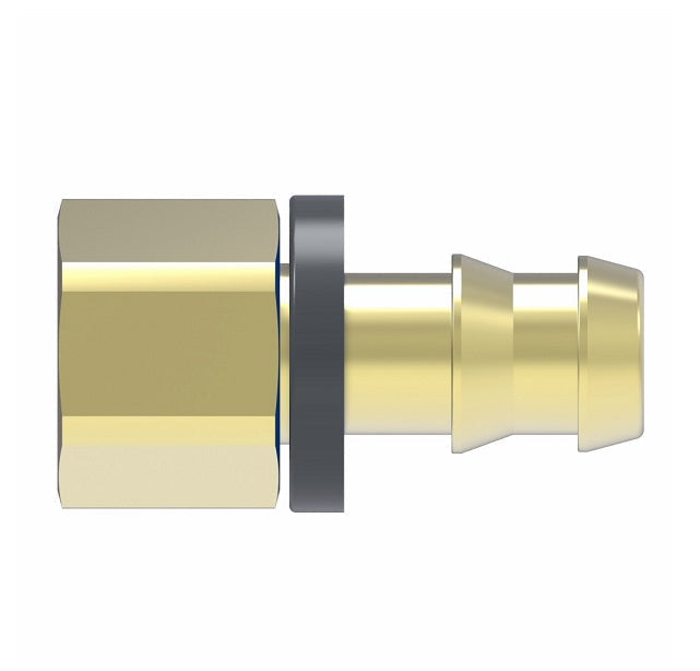 4743-5-4B Aeroquip by Danfoss | Female SAE 42° Inverted Flare Socketless Reusable Hose Fitting | -05 Female Inverted Flare x -04 Push-On Hose Barb | Brass