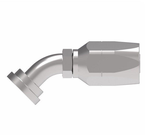 4745-20S Aeroquip by Danfoss | Code 61 Split Flange SAE J518 45° Elbow 100R2 Skive Style Reusable Hose Fitting | -20 Code 61 Split Flange x -20 Reusable Hose End | Steel