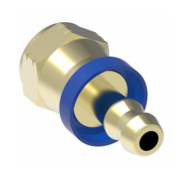 4797-8-6B Aeroquip by Danfoss | Female Pipe Universal Socketless Reusable Hose Fitting | -08 Female JIC (Also Couples w/ SAE 45° Flare) x -06 Push-On Hose Barb | Brass