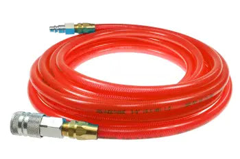 PFE6050TR59C by Coilhose | Flexeel® Reinforced Hose | 3/8" Hose ID | 9/16" Hose OD | 3/8" Coupler & Connector with Quick Connect Fittings | Automotive | 50ft | Transparent Red | Straight | Polyurethane