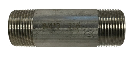 48095 by Midland | Schedule 40 Welded Nipple | 3/4" Diameter x 11" Length | Straight | 304 Stainless Steel