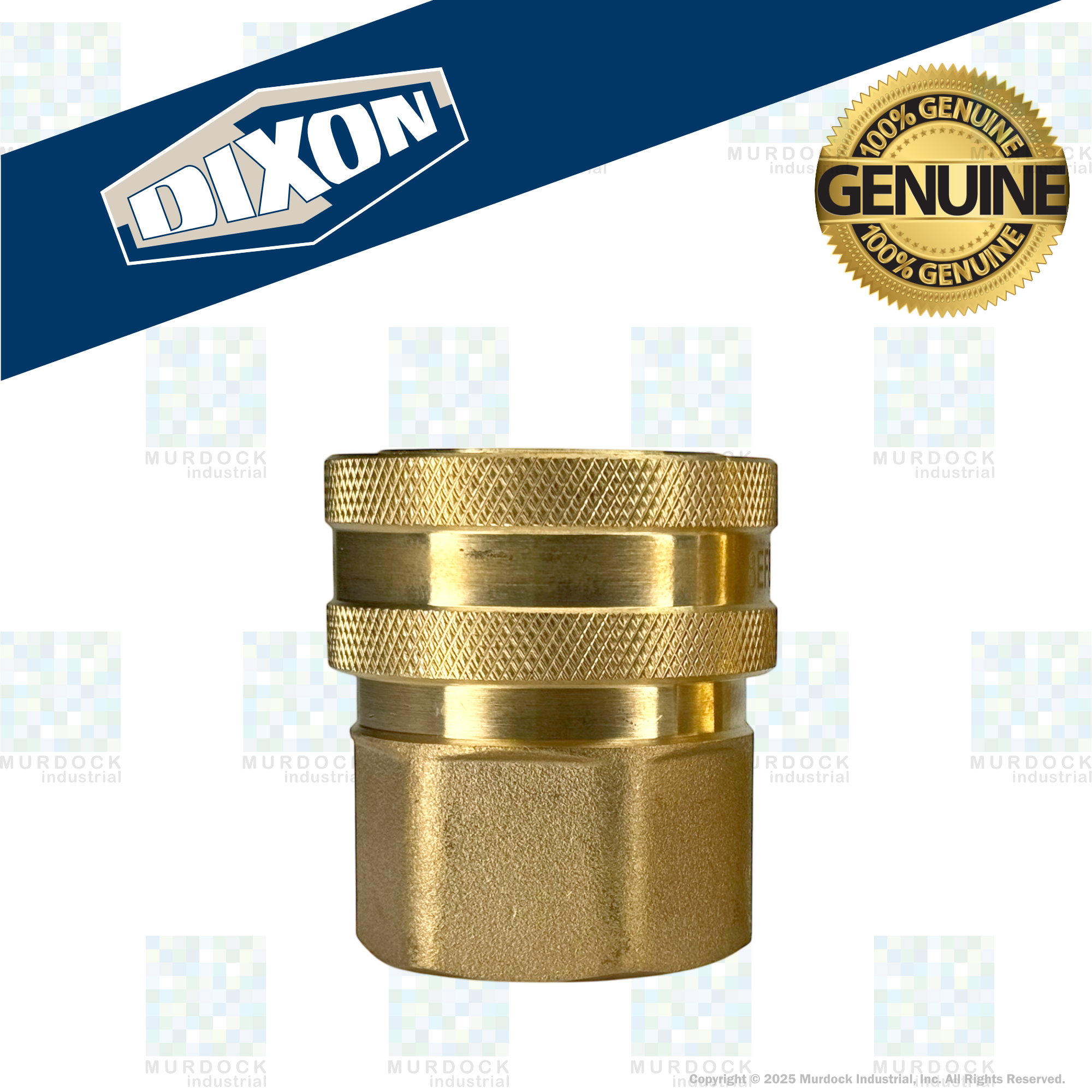 4EF4-B by Dixon Valve | Hydraulic Quick Disconnect Coupling | E-Series | 1/2" Female NPTF x 1/2" Straight-Through Interchange | Socket | Nitrile Seal | Brass