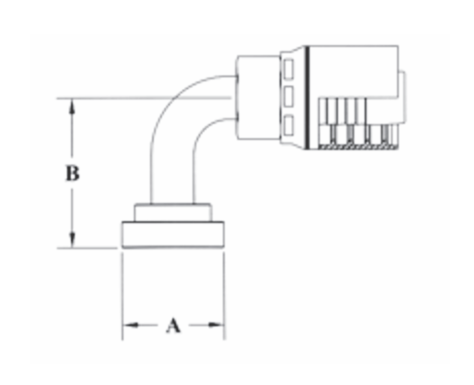 4GC62-20x20 by Couplamatic | Grip Crimp 4GC Series Coupling | 1-1/4" Hose ID x 1-1/4" Split Flange Size | Code 62 | 90° Elbow | Trivalent Zinc Plating