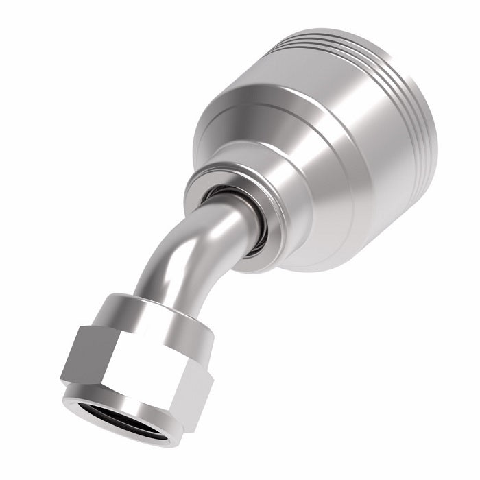 4SA6FJA6 Aeroquip by Danfoss | 4 Wire 4S Female JIC 37° Swivel 45° Elbow (FJA) Crimp Fitting | -04 Female Pipe JIC 37° Swivel x -06 Hose Barb | Steel
