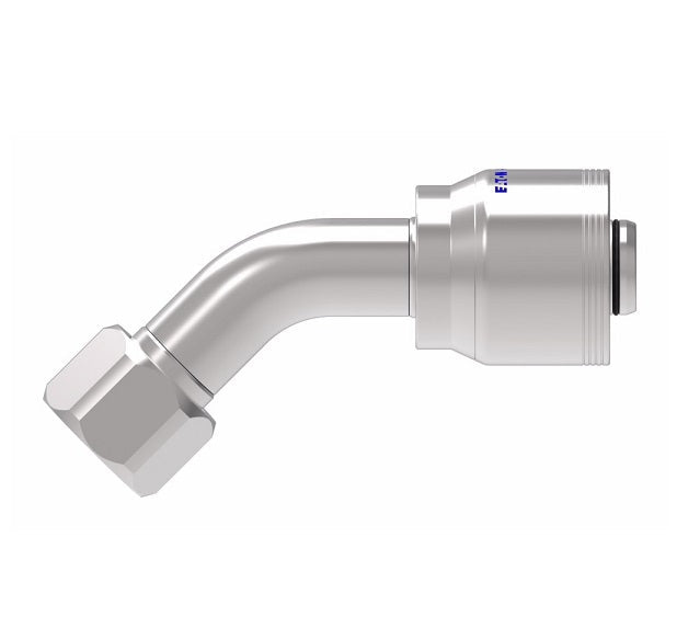 4SA16FJA16 Aeroquip by Danfoss | 4 Wire 4S Female JIC/37° Swivel 45° Elbow (FJA) Crimp Fitting | -16 Female JIC/37° Swivel x -16 Hose Barb | Steel