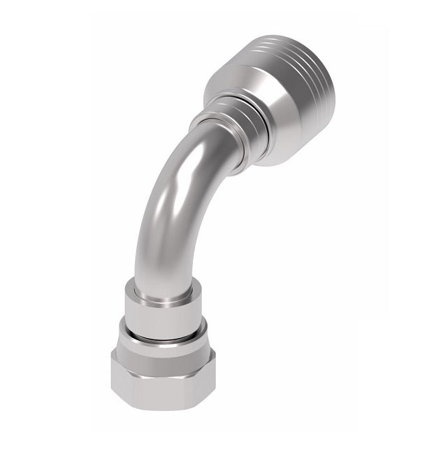 4SA8FJB6 Aeroquip by Danfoss | 4 Wire 4S Female JIC 37° Swivel 90° Elbow (FJB) Crimp Fitting | -08 Female JIC 37° Swivel x -06 Hose Barb | Steel