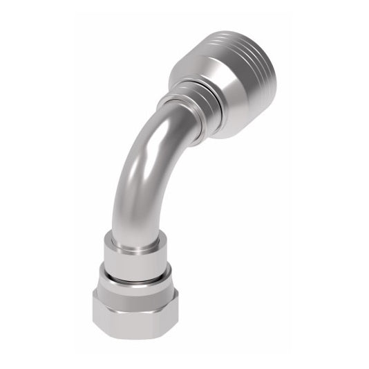 4SA12FJB10 Aeroquip by Danfoss | 4 Wire 4S Female JIC 37° Swivel 90° Elbow (FJB) Crimp Fitting | -12 Female JIC 37° Swivel x -10 Hose Barb | Steel
