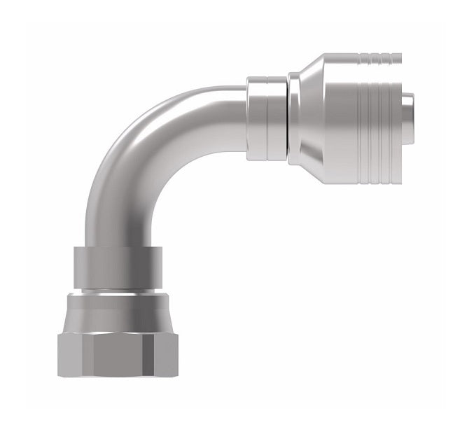 4SA8FJB6 Aeroquip by Danfoss | 4 Wire 4S Female JIC 37° Swivel 90° Elbow (FJB) Crimp Fitting | -08 Female JIC 37° Swivel x -06 Hose Barb | Steel