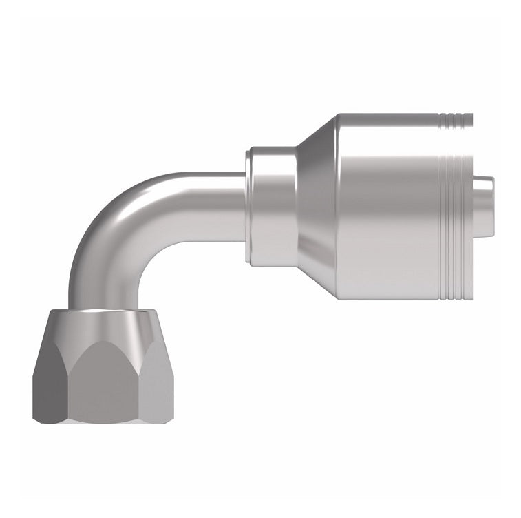 4SA8FJB8 Aeroquip by Danfoss | 4 Wire 4S Female JIC 37° Swivel 90° Elbow (FJB) Crimp Fitting | -08 Female JIC 37° Swivel x -08 Hose Barb | Steel