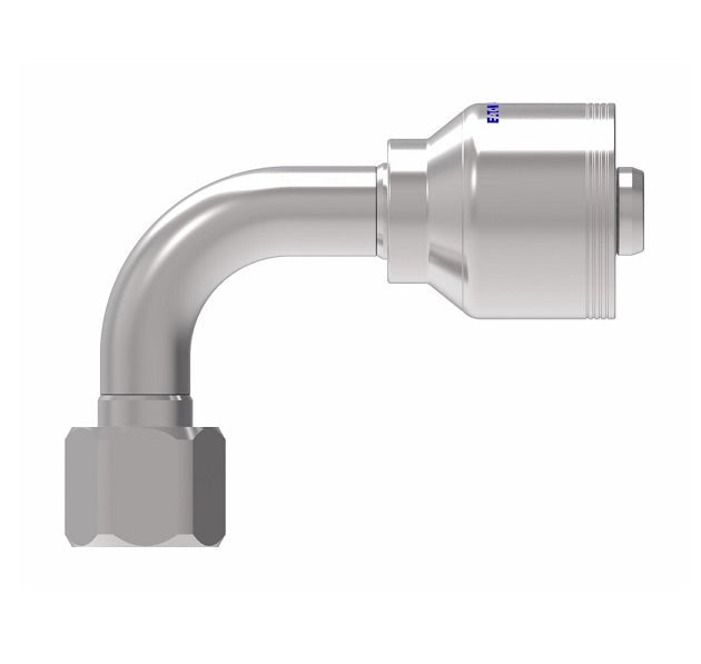 4SA12FJB12 Aeroquip by Danfoss | 4 Wire 4S Female JIC/37° Swivel 90° Elbow (FJB) Crimp Fitting | -12 Female JIC/37° Swivel x -12 Hose Barb | Steel