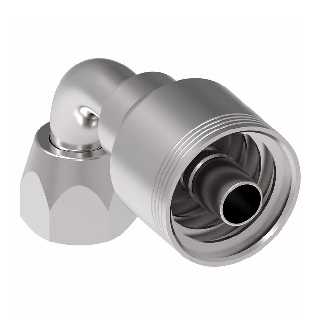 4SA8FJB8 Aeroquip by Danfoss | 4 Wire 4S Female JIC 37° Swivel 90° Elbow (FJB) Crimp Fitting | -08 Female JIC 37° Swivel x -08 Hose Barb | Steel