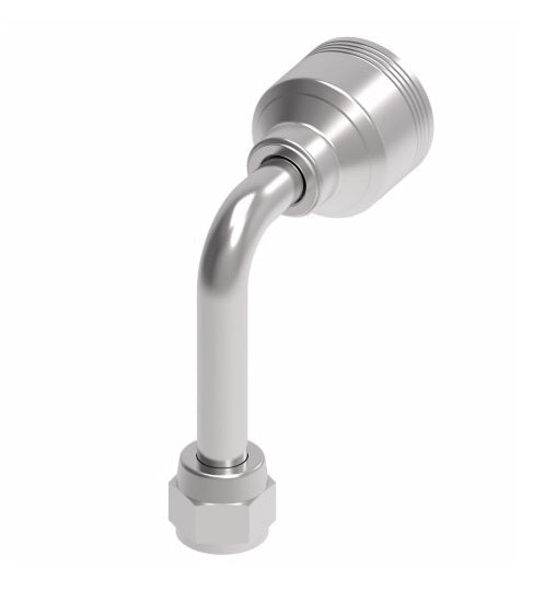 4SA6FJC6 Aeroquip by Danfoss | 4 Wire 4S Female JIC 37° Swivel 90° Long Drop Elbow (FJC) Crimp Fitting | -06 Female JIC 37° Swivel x -06 Hose Barb | Steel