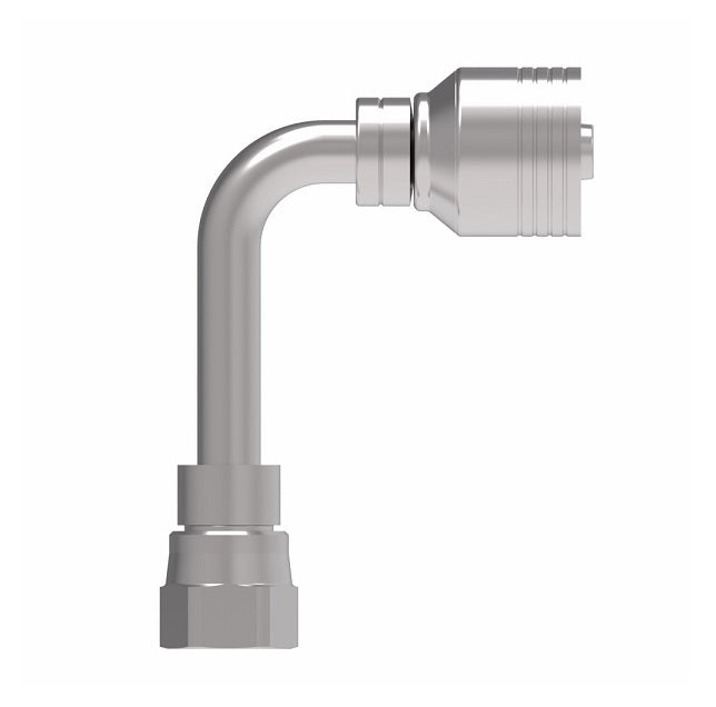4SA10FJC8 Aeroquip by Danfoss | 4 Wire 4S Female JIC 37° Swivel 90° Long Drop Elbow (FJC) Crimp Fitting | -10 Female JIC 37° Swivel x -08 Hose Barb | Steel