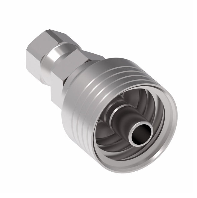 4SA4FJ6 Aeroquip by Danfoss | 4 Wire 4S Female JIC 37° Swivel (FJ) Crimp Fitting | -04 Female JIC 37° Swivel x -06 Hose Barb | Steel