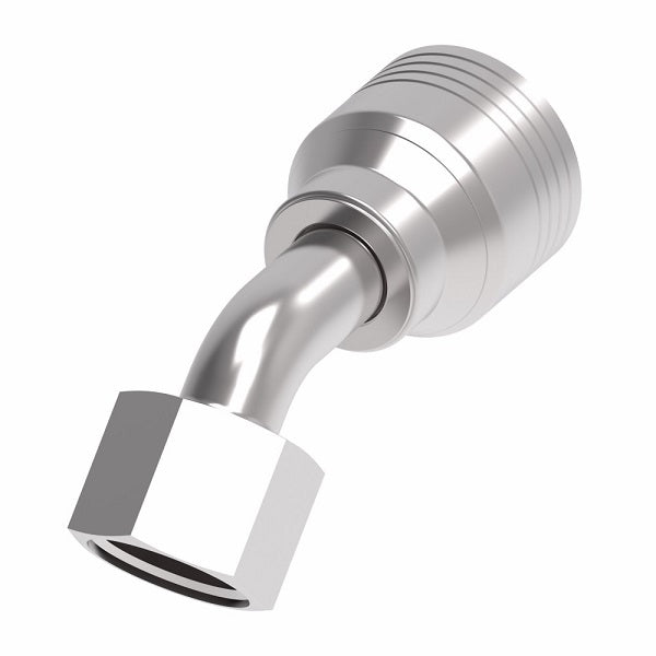 4SA10FRA10 Aeroquip by Danfoss | 4 Wire 4S Female ORS Swivel 45° Elbow (FRA) Crimp Fitting | -10 Female O-Ring Face Seal Swivel  x -10 Hose Barb | Steel