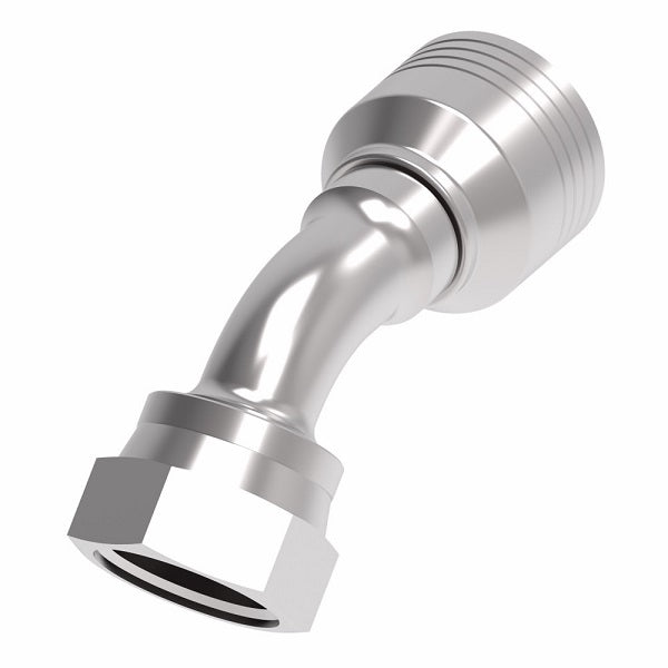 4SA12FRA10 Aeroquip by Danfoss | 4 Wire 4S Female ORS Swivel 45° Elbow (FRA) Crimp Fitting | -12 Female O-Ring Face Seal Swivel  x -10 Hose Barb | Steel