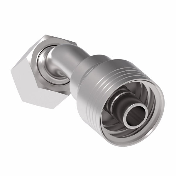 4SA10FRA10 Aeroquip by Danfoss | 4 Wire 4S Female ORS Swivel 45° Elbow (FRA) Crimp Fitting | -10 Female O-Ring Face Seal Swivel  x -10 Hose Barb | Steel