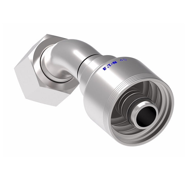 4SA12FRA12 Aeroquip by Danfoss | 4 Wire 4S Female ORS Swivel 45° Elbow (FRA) Crimp Fitting | -12 Female O-Ring Face Seal Swivel x -12 Hose Barb | Steel