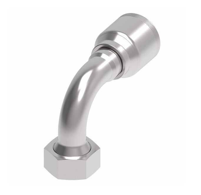 4SA24FRB20 Aeroquip by Danfoss | 4 Wire 4S Female ORS Swivel 90° Elbow (FRB) Crimp Fitting | -24 Female O-Ring Face Seal Swivel x -20 Hose Barb | Steel